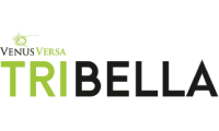 TriBella official logo by Venus Versa in green and black text on transparent background.