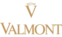 Valmont Cosmetics Logo in gold text on transparent background